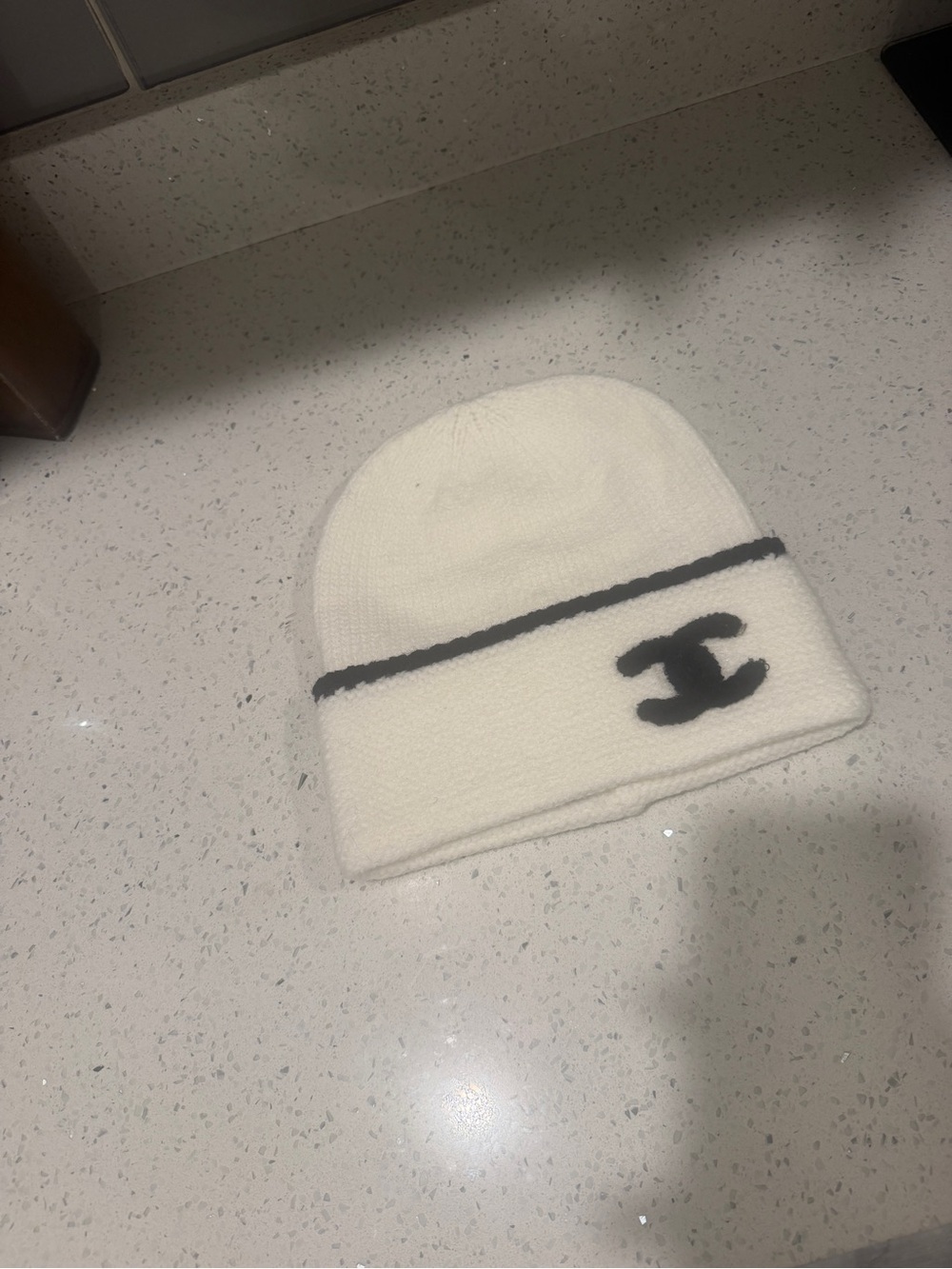 Mens Beanie Hat with Black Trim and Logo